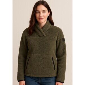THE NORTH FACE Women's Pullover Sherpa Fleece Sweater Forest Green Size Large